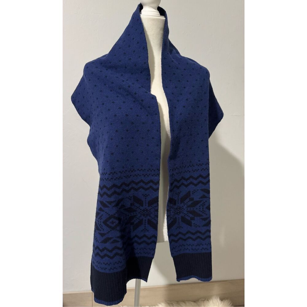 Banana Republic NWT blue snow flake polka dot print scarf wool cotton blend